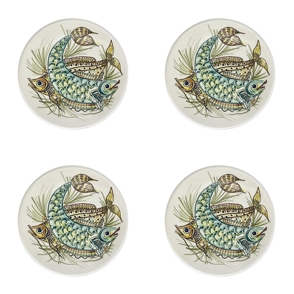 Side Plate, Yellow Aldo Fish, Set of Four