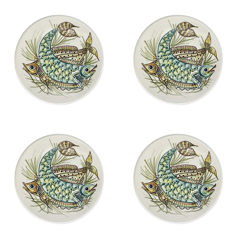 Side Plate, Yellow Aldo Fish, Set of Four