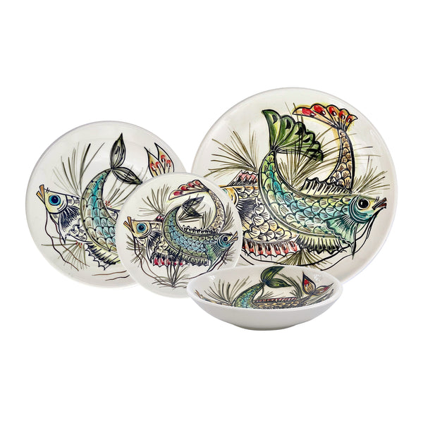 Dinner Set, Blue Aldo Fish, 16 Piece