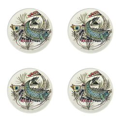 Side Plate, Blue Aldo Fish, Set of Four