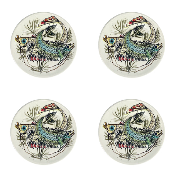 Side Plate, Blue Aldo Fish, Set of Four