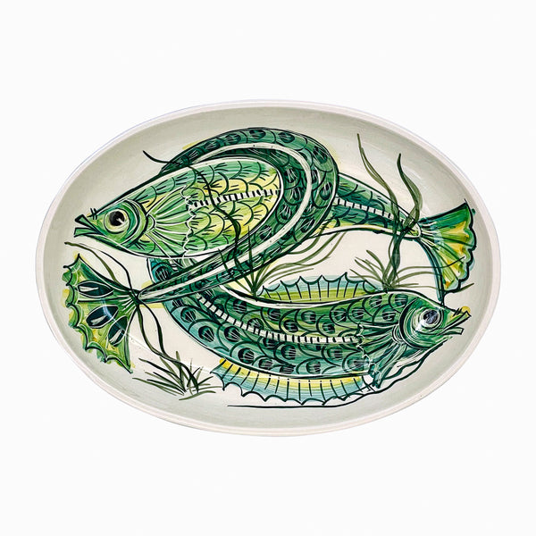 Small Oval Platter, Green Aldo Fish