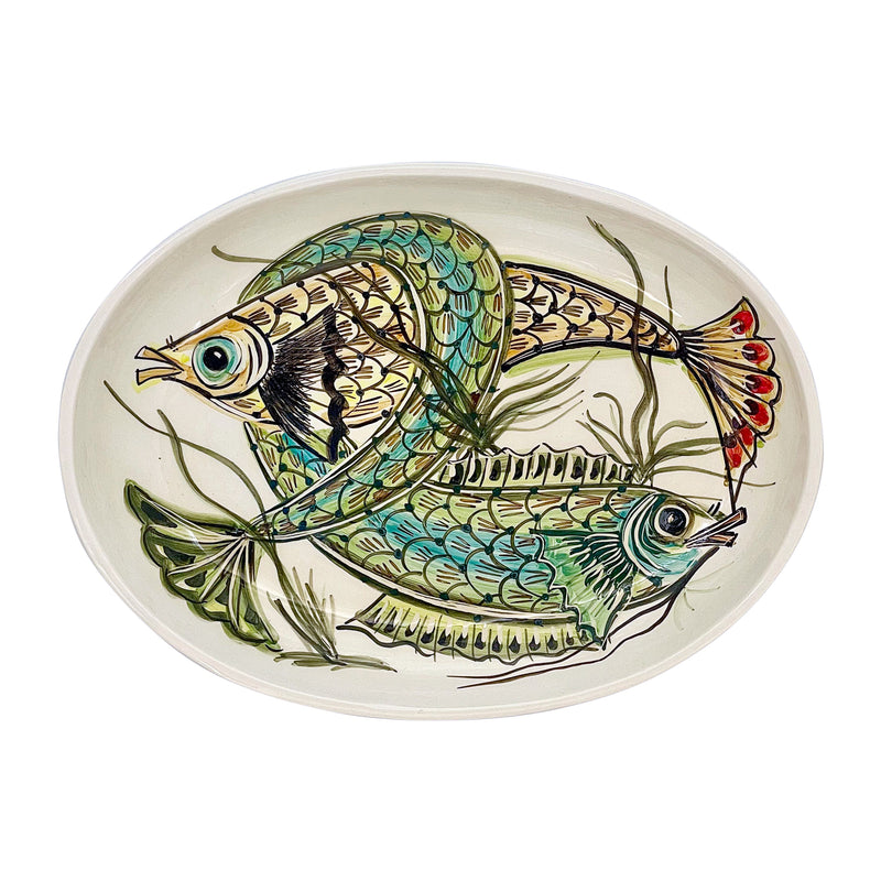 Small Oval Platter in Blue Aldo Fish