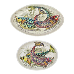 Set of Two Serving Platters, Red Aldo Fish