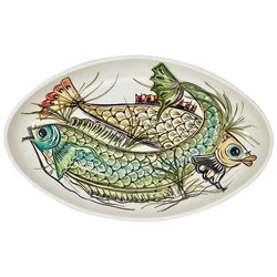 Large Oval Platter, Blue Aldo Fish