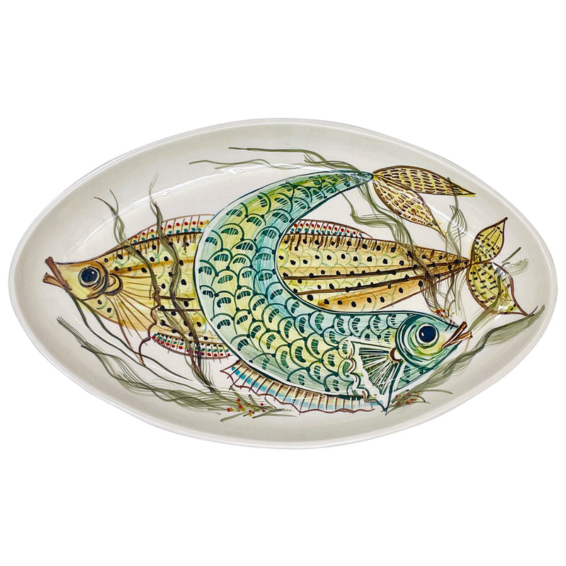 Large Oval Platter, Yellow Aldo Fish