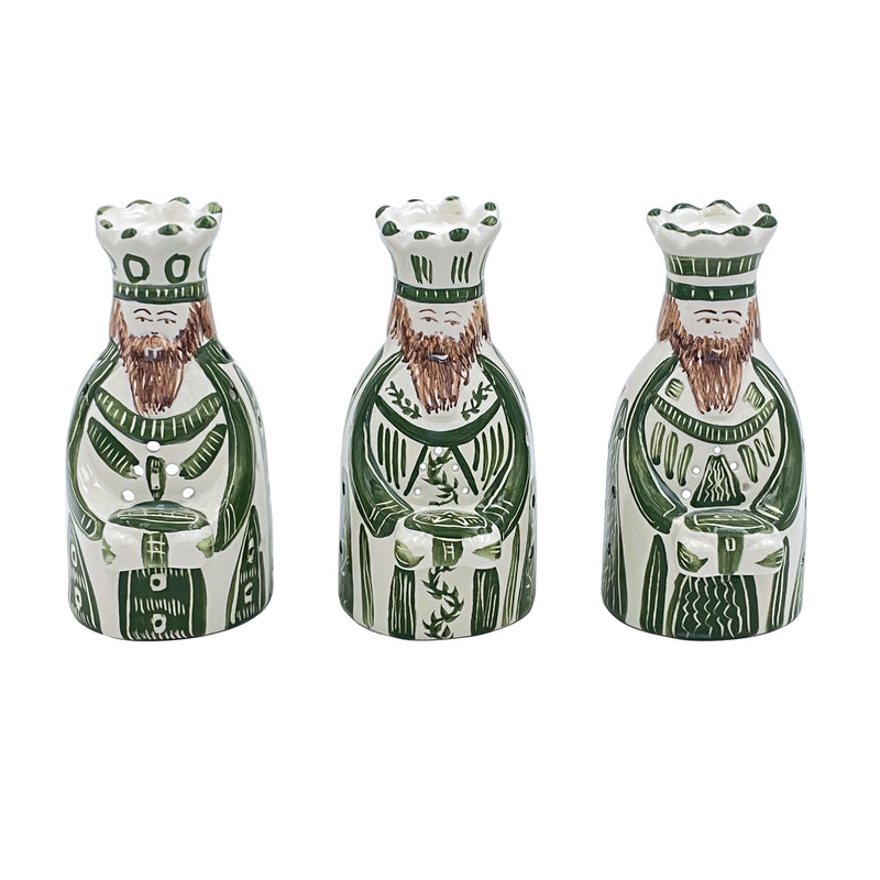 King Tea Lights in Green, Set of Three