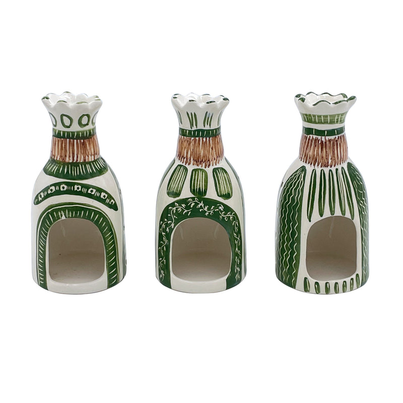 King Tea Lights in Green, Set of Three