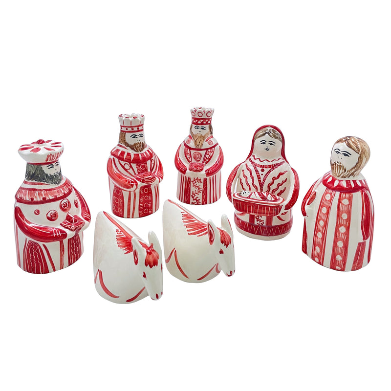 Nativity Set in Red, Seven Piece