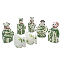 Nativity Set in Green, Seven Piece