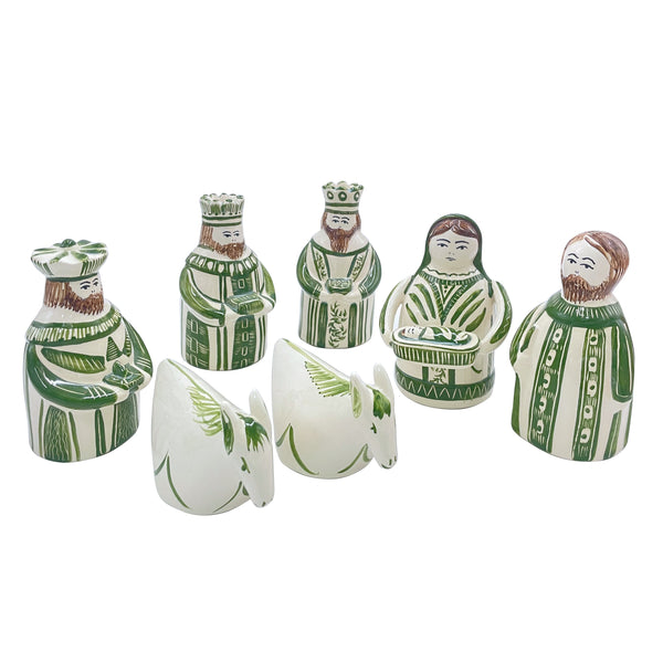 Nativity Set in Green, Seven Piece