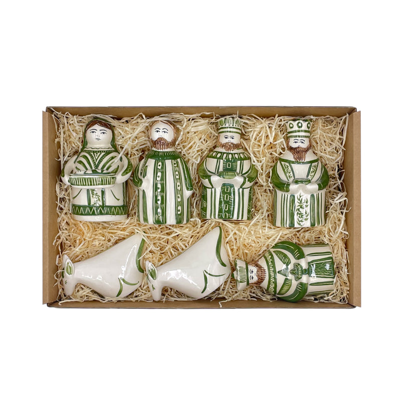 Nativity Set in Green, Seven Piece