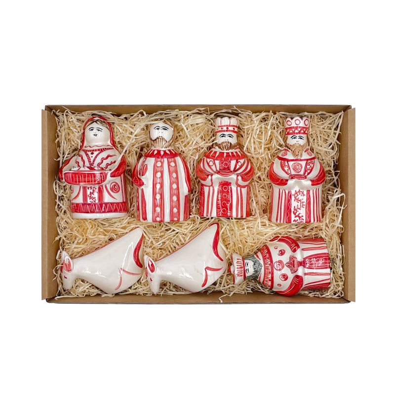 Nativity Set in Red, Seven Piece