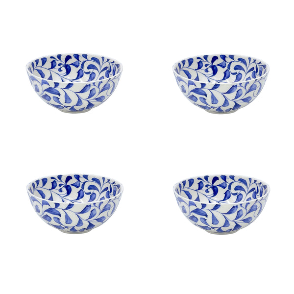 Small Bowl in Navy Blue, Scroll, Set of Four