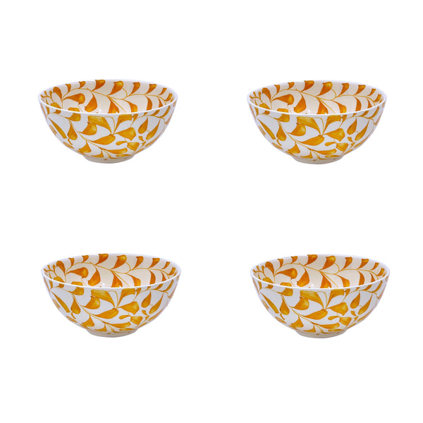 Small Bowl in Yellow, Scroll, Set of Four
