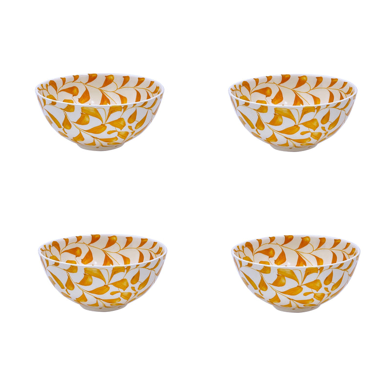 Small Bowl in Yellow, Scroll, Set of Four