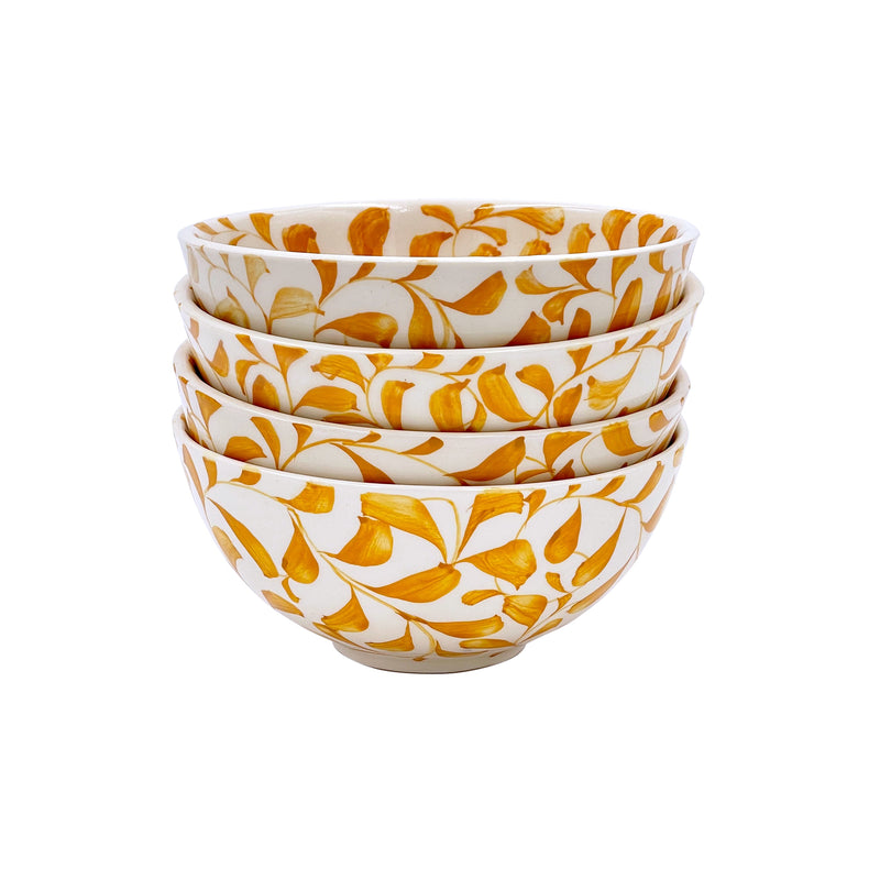 Small Bowl in Yellow, Scroll, Set of Four
