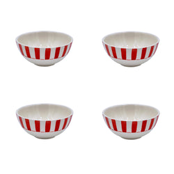 Small Bowl, in Red, Stripes, Set of Four