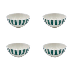 Small Bowl in Green, Stripes, Set of Four