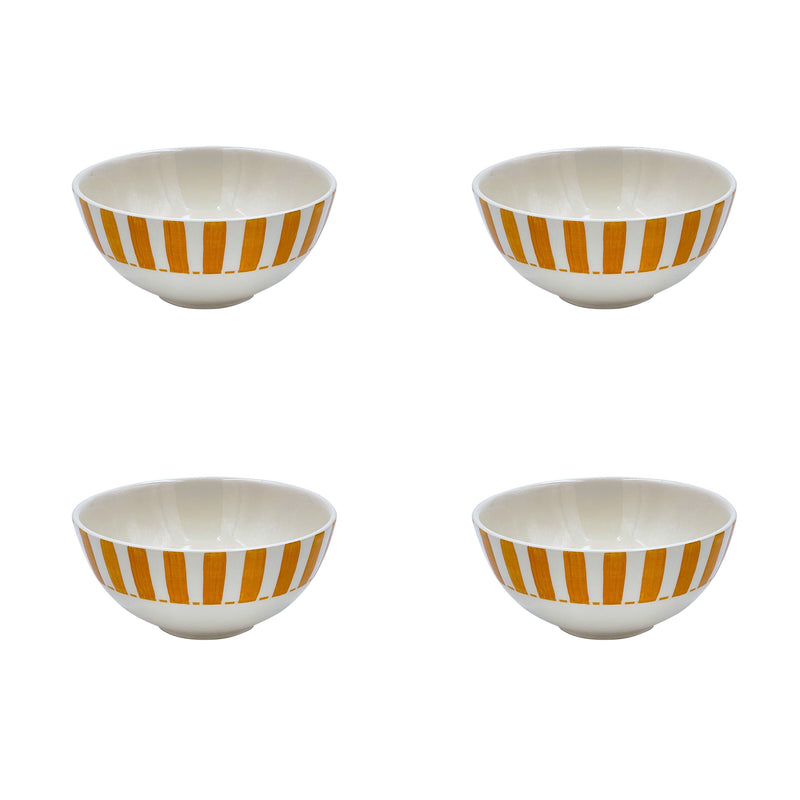 Small Bowl, in Yellow, Stripes, Set of Four
