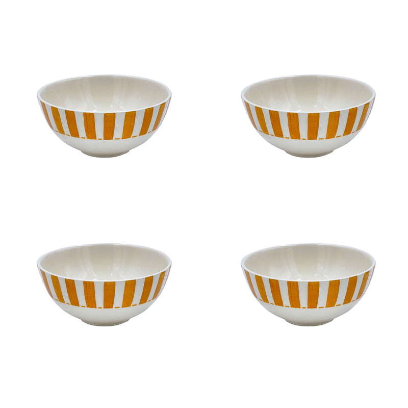 Small Bowl, in Yellow, Stripes, Set of Four