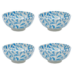 Medium Bowl in Light Blue, Scroll, Set of Four