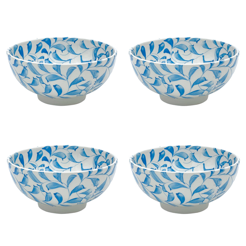 Medium Bowl in Light Blue, Scroll, Set of Four