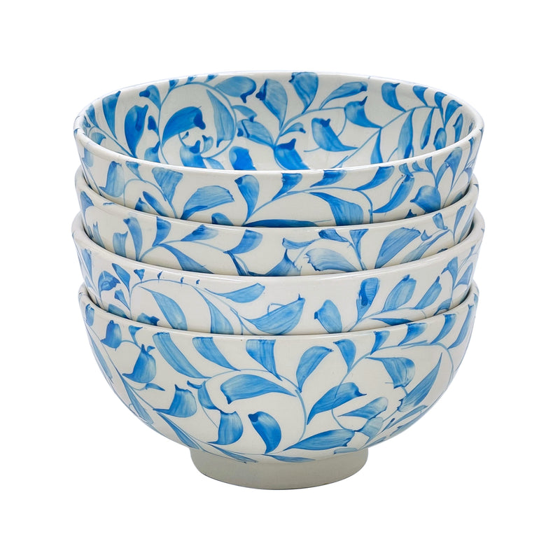 Medium Bowl in Light Blue, Scroll, Set of Four