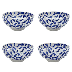Medium Bowl in Navy Blue, Scroll, Set of Four