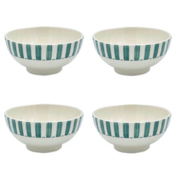 Medium Bowl in Green, Stripes, Set of Four