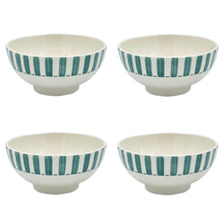 Medium Bowl in Green, Stripes, Set of Four