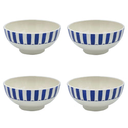 Medium Bowl in Navy Blue, Stripes, Set of Four