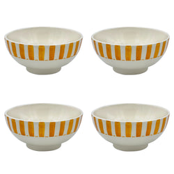 Medium Bowl in Yellow, Stripes, Set of Four