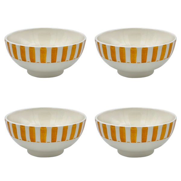 Medium Bowl in Yellow, Stripes, Set of Four
