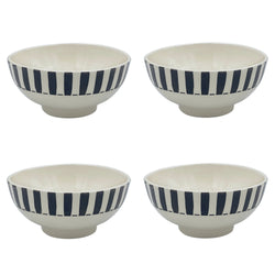 Medium Bowl in Black, Stripes, Set of Four