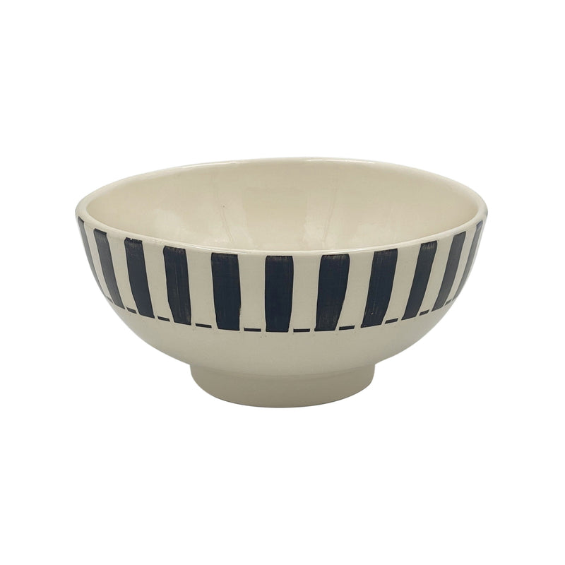 Medium Bowl in Black, Stripes