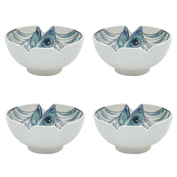 Medium Bowl, Blue Romina Fish, Set of Four