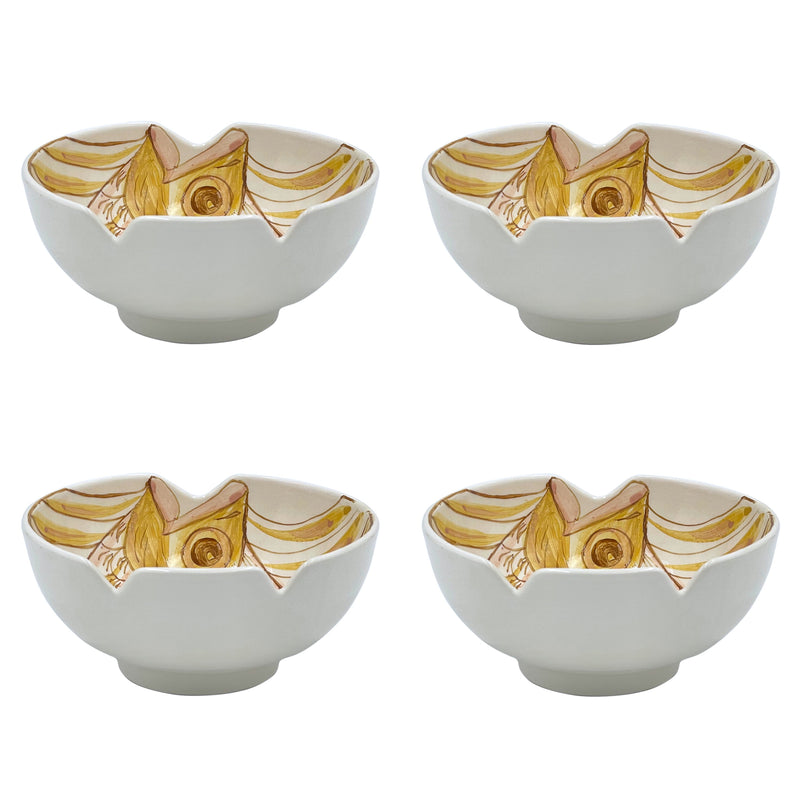 Medium Bowl, Pink Romina Fish, Set of Four