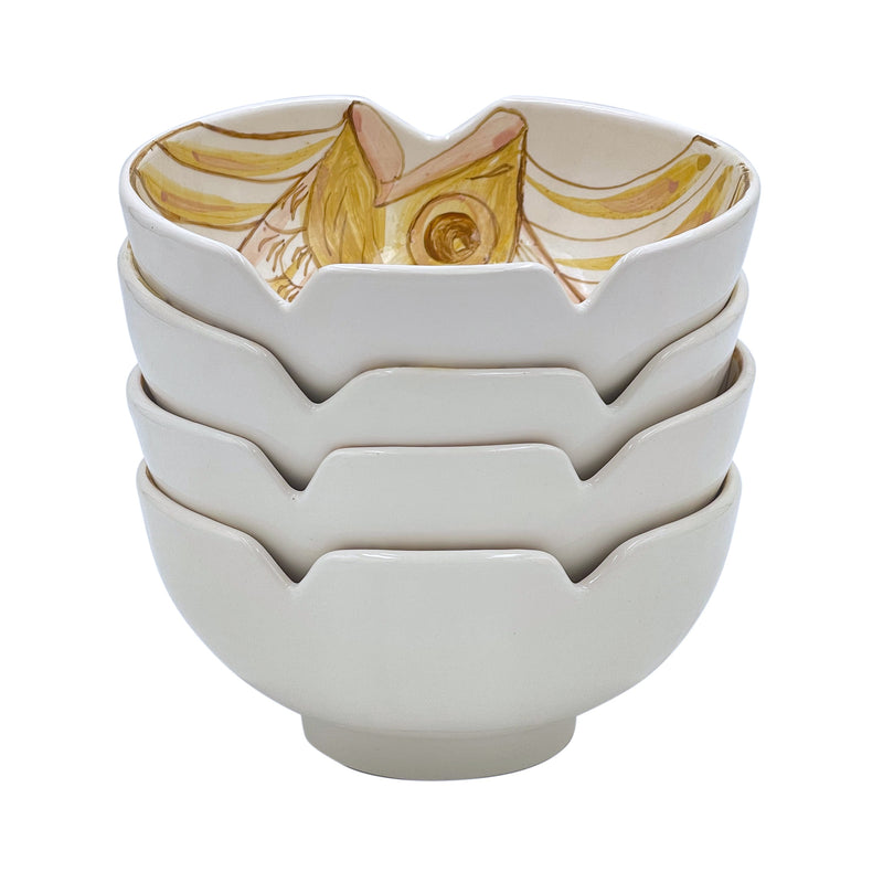 Medium Bowl, Pink Romina Fish, Set of Four