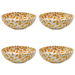 Large Bowl in Yellow, Scroll, Set of Four