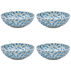 Large Bowl in Light Blue, Scroll, Set of Four