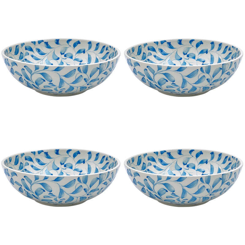 Large Bowl in Light Blue, Scroll, Set of Four