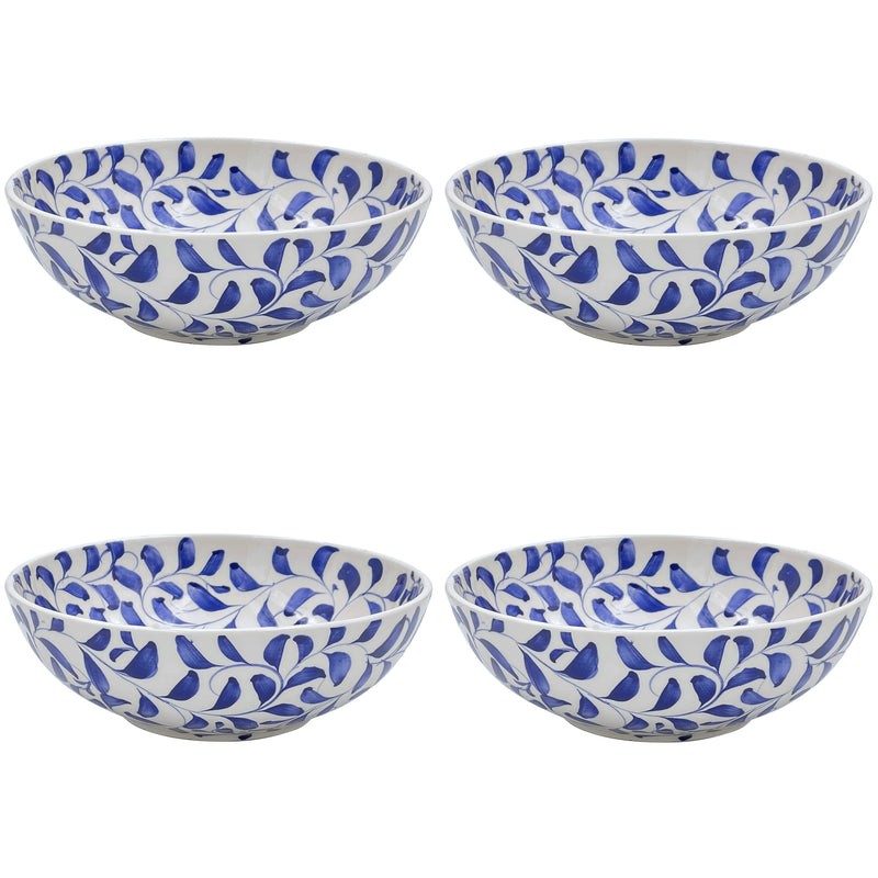 Large Bowl in Navy Blue, Scroll, Set of Four