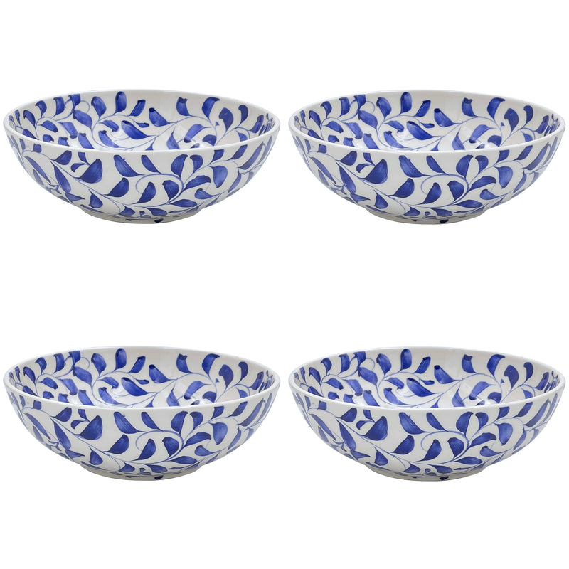 Large Bowl in Navy Blue, Scroll, Set of Four