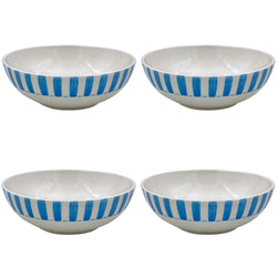 Large Bowl in Light Blue, Stripes, Set of Four