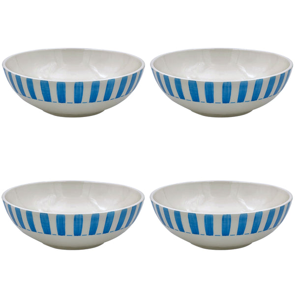 Large Bowl in Light Blue, Stripes, Set of Four