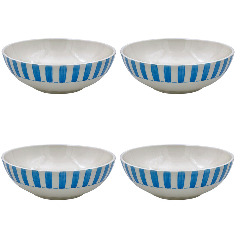 Large Bowl in Light Blue, Stripes, Set of Four