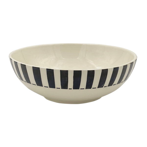 Large Bowl in Black, Stripes