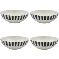 Large Bowl in Black, Stripes, Set of Four