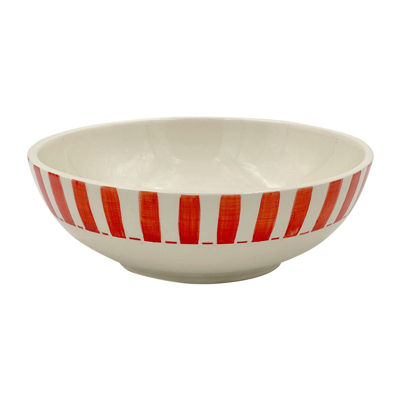Large Bowl in Red, Stripes